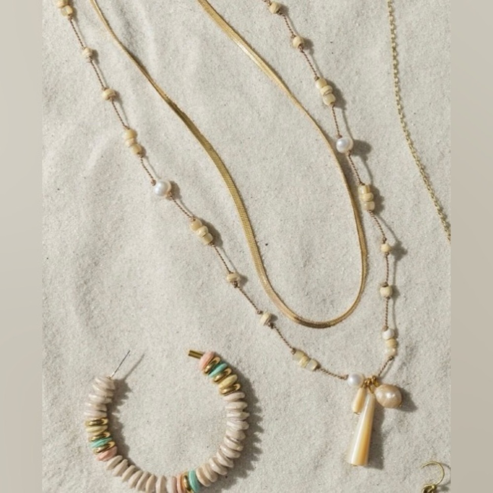 Noonday Collection Gold Plated and Natural Stone String Necklace Set - Picture 14 of 14